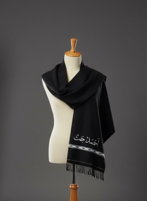 Black Customisable Pure Wool Shawl